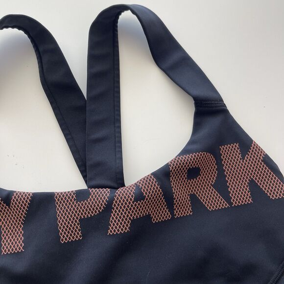 Ivy Park Sports Bra Small Black Fishnet-Style Logo Active Low Impact Racerback - Picture 3 of 8